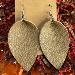 Faux leather pinched teardrop earrings